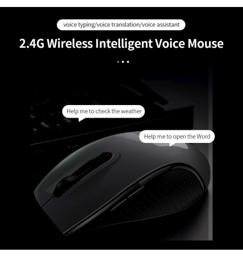 X5 AI Intelligent Voice Mouse 2.4G Wireless Silent Office Mouse 1200DPI Voice Typing/Translation Mouse for Win7/8/10/XP/Mac Blac