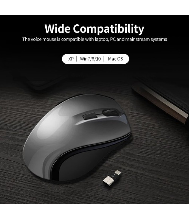 X5 AI Intelligent Voice Mouse 2.4G Wireless Silent Office Mouse 1200DPI Voice Typing/Translation Mouse for Win7/8/10/XP/Mac Blac