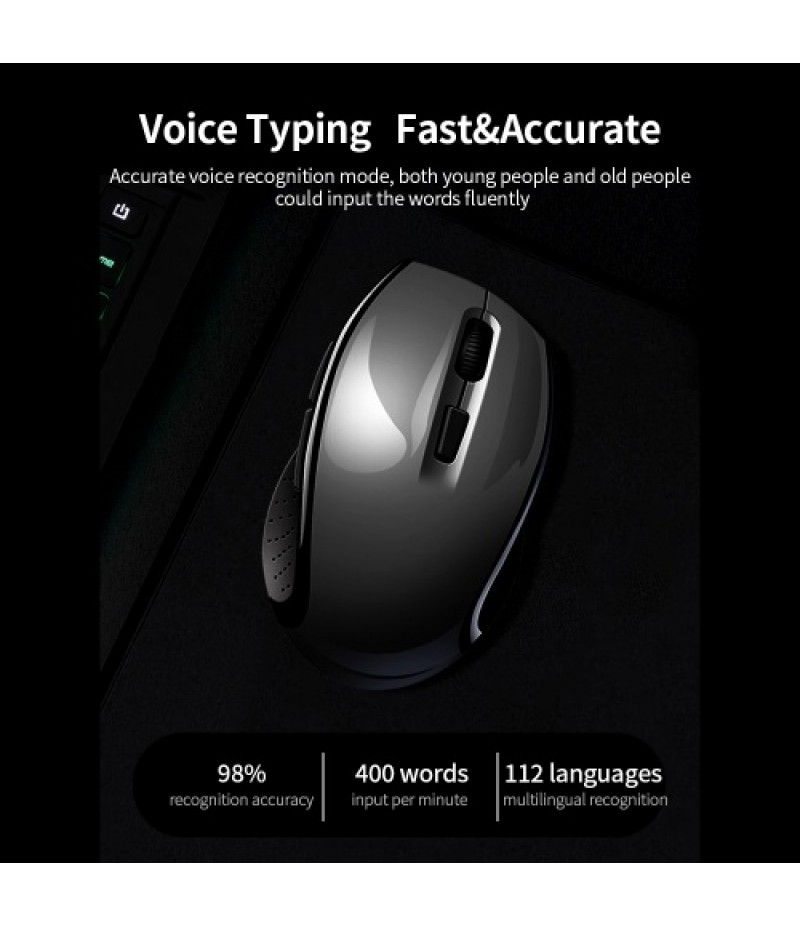 X5 AI Intelligent Voice Mouse 2.4G Wireless Silent Office Mouse 1200DPI Voice Typing/Translation Mouse for Win7/8/10/XP/Mac Blac