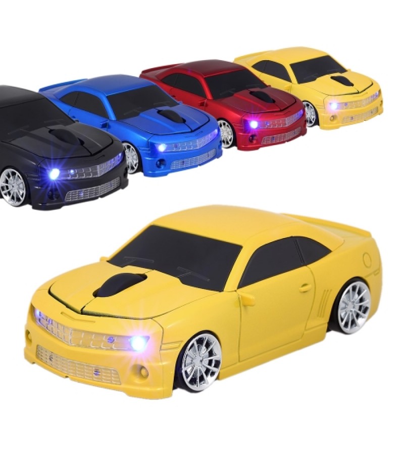 2.4G Wireless Car Mouse USB Computer Mice Car Shape 1000 DPI with LED Light Receiver for PC Laptop Black