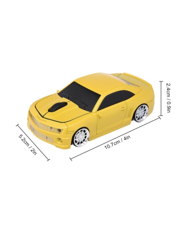 2.4G Wireless Car Mouse USB Computer Mice Car Shape 1000 DPI with LED Light Receiver for PC Laptop Black