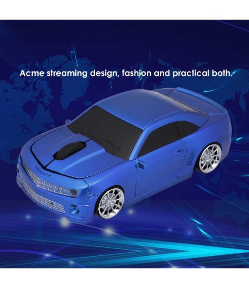 2.4G Wireless Car Mouse USB Computer Mice Car Shape 1000 DPI with LED Light Receiver for PC Laptop Black