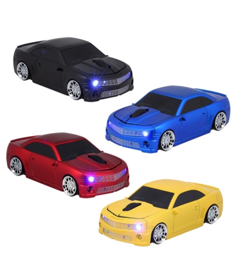 2.4G Wireless Car Mouse USB Computer Mice Car Shape 1000 DPI with LED Light Receiver for PC Laptop Black