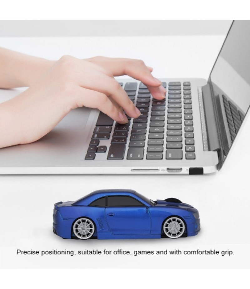 2.4G Wireless Car Mouse USB Computer Mice Car Shape 1000 DPI with LED Light Receiver for PC Laptop Black